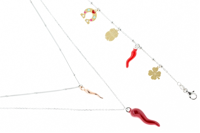 Ellebi Catene | Set Necklace and Bracelet with enameled horn